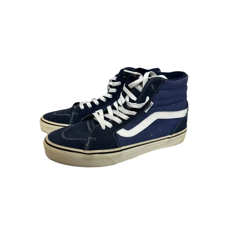 Vans Filmore SK8 Hi Mens Shoes Size 8 Navy Blue Canvas Suede High Top Skate